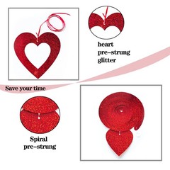 48 Pcs Valentine’s Day Decorations Glitter Heart Hanging Swirls Ceiling Decor