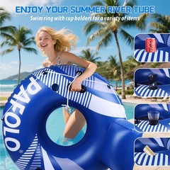 Pool Float Adult, Inflatable Float Tube, 53″ River Tubes for Floating Heavy D…