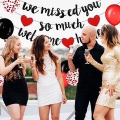 Red Welcome Home Decoration, We Missed You So Much Party Decoration, Banner G…
