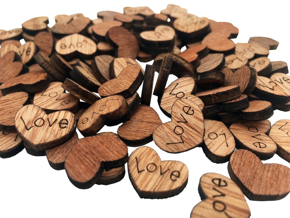 100 Pack Shaped Rustic Wooden Love Heart Wooden Heart Confetti Engraved Love …