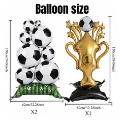 3pcs Large Self Standing Soccer Balloons，59x32Inch Soccer Trophy Foil Balloon…