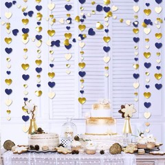 52Ft Valentines Day Party Decorations Navy Blue Gold Love Heart Garland Royal…