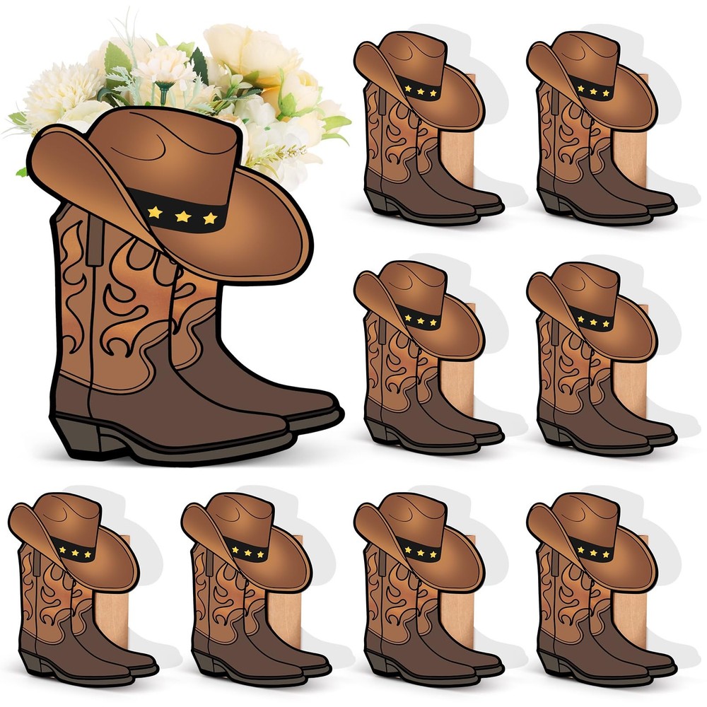 10 Set Western Cowboy Boots Flower Boxes Centerpieces Boot Vase Party Decorat…