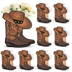 10 Set Western Cowboy Boots Flower Boxes Centerpieces Boot Vase Party Decorat…