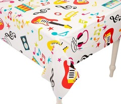 Colorful Music Studio Theme Printed Plastic Table Cover 100-Ft Roll 40″W #156