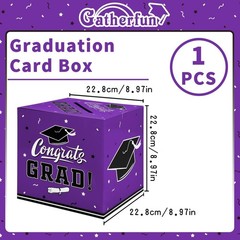 Foldable 9-Inch Graduation Box – Exquisite Purple Card Holder for Celebrations