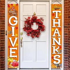 Happy Fall Thanksgiving Door Banner Outdoor Decor Harvest Porch Banners