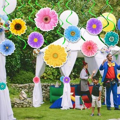 Spring Summer Sunflower Hanging Swirl Decorations Baby Shower Decor 48 PCS