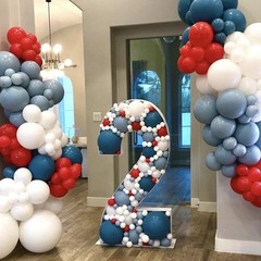 Red Blue White Balloons, 60 PCS 12 inch Navy Light Blue Red and White Balloon…