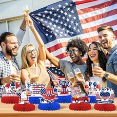 Independence Day Party Decorations [8PCS],KSKSPE 4th of July Honeycomb