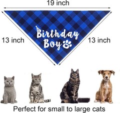 Stylish Blue Plaid Cat Birthday Party Supplies with Adjustable Fit for All Sizes