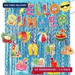 Summer Party Decorations, Beach Pool Theme Party Decor Include Hello Summer Bann
