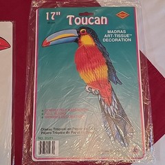 Vintage Set Beistle 17″ Toucan Art Tissue Decoration Tropical Party Rainforest