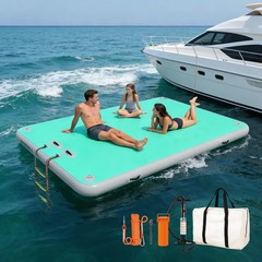 Inflatable Floating Dock, Water Island Float Raft Mat with Non-Slip Surface, …