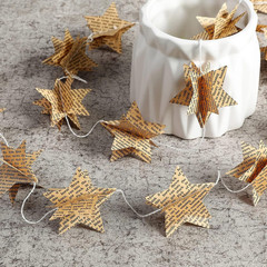 4 Pack Star Garland Recycled Books Vintage Pages Garland Newspaper Bunting Party