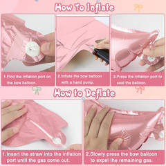 4 Pcs Pink Bow Balloons Bow Party Decorations for Girl Women Pink Bow Birthday D