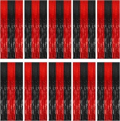2 Pack Red Streamers Party Backdrop Christmas Decorations Foil Fringe Backdrop
