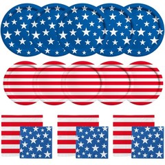 American Flag Patriotic Party Supplies Disposable dinner paper plates dessert…