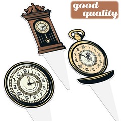 Clock Cupcake Toppers 48PCS Vintage Time Theme Decorations Retro Clock Cake P…
