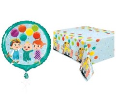 LOT OF 4 Party Decoration – Cocomelon foil balloon and table cover – NEW 4 EACH