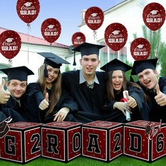 2026 Graduation Decoration Set – Class of 2025 Balloon Boxes in Maroon and Black