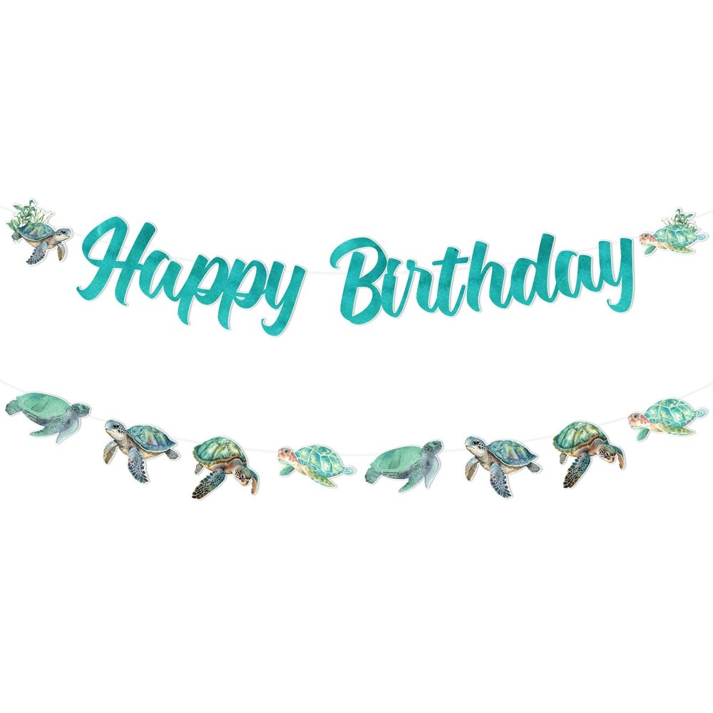 Turtle Decorations Banner, Sea Turtle Happy Banner Ocean Animal Turtle Garlan…