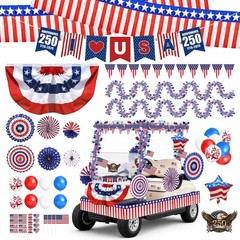 4Th of July Golf Cart Parade Decorations ,250Th Anniversary Decor Kit, Red White