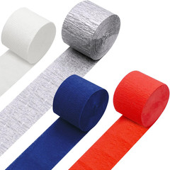 Crepe Paper Streamers 4 Rolls 328Ft, Red White Blue Silver Paper Party Streamers