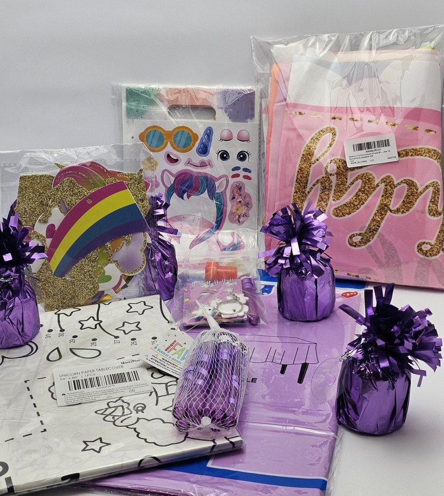 Unicorn Birthday Decorations Party Supplies Kit Balloon Arch Backdrop Set New