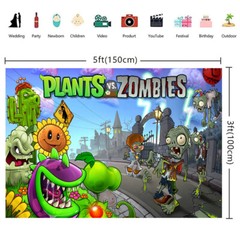 Plants vs Zombies Party Supplies Backdrop Banner Background Vinyl 5x3ft