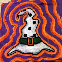 3 X HALLOWEEN WITCH HAT COLOURFUL BRIGHT SOFT CUSHION COVERS 17in X 17in DECOR