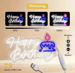 Happy Birthday Neon Sign for Backdrop, LED Happy Birthday Light up Sign, USB Pow