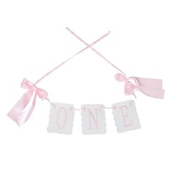 One Pink Tassel Highchair Banner Durable Bow Design Birthday Party Decor
