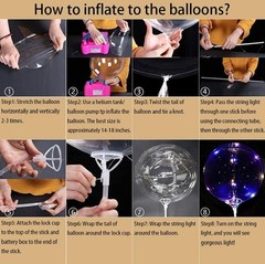 LED Balloons Light Up, 10 Pack LED Balloons with Sticks, 20 Inch Clear Bobo B…