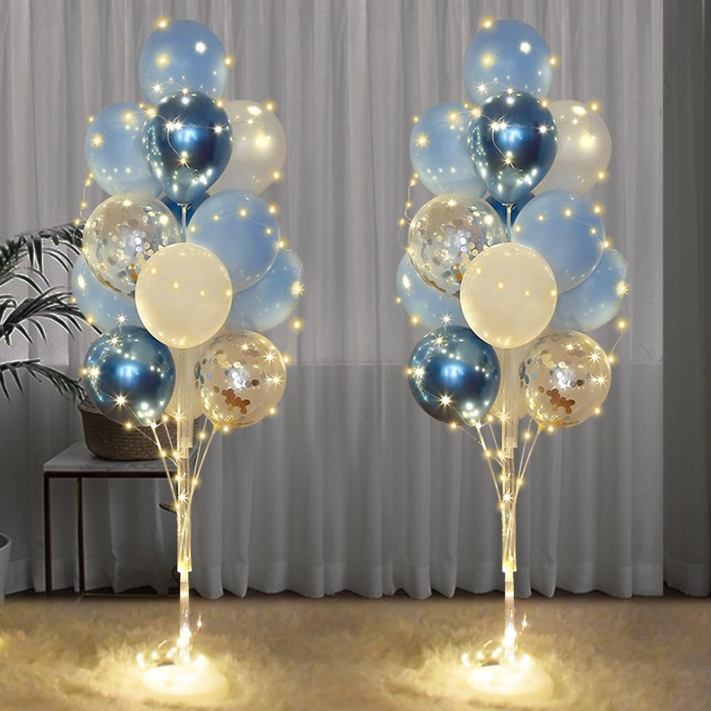Balloons Stand Kit for Floor with String Light 2 Set Blue Centerpieces Balloo…