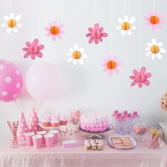 12 Pcs Daisy Party Decorations Groovy Honeycomb Daisy Flower Boho Paper Hangi…