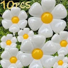 10PC Large White Daisy Flower Balloon Foil Mylar Wedding Baby Shower Party