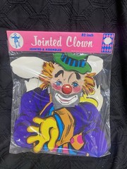 Vintage 1980 Creepy Clown Diecut Cutout Decoration Beistle 52″ in Package