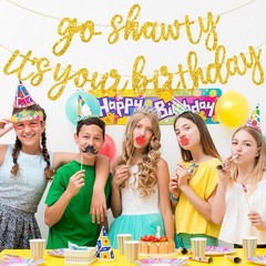 BEISHIDA Go Shawty It’s Your Birthday Banner NO 11.4 feet x feet, Gold