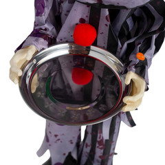 37″ Animated Light-Up Standing Talking Clown with Plate Halloween Decoration