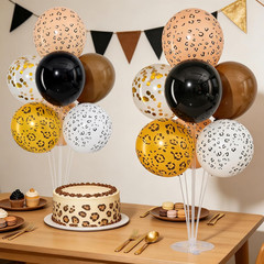 4 Sets Black Brown Gold Cheetach Print Balloons Stand Kit for Table | Black and