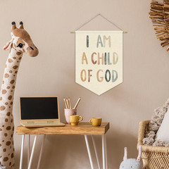 Boho Classroom Homeschool Decor I Am a Child of God Banner,Teen Sunday School De