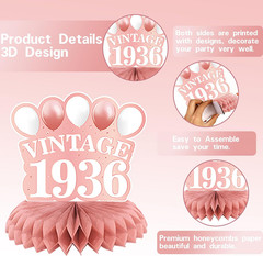 90Th Birthday Party Decorations for Women, Rose Gold Back in 1936 Banner, Rose G