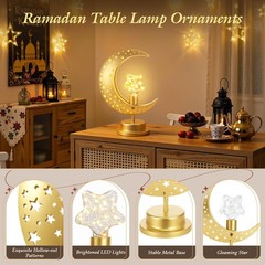 Crescent Moon & Star Ramadan Lamp – Battery Powered Eid Decor, Moroccan Table Li