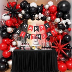 Red and Black Party Decorations, Red Black White Metallic Silver Foil Balloon…