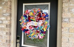 Happy Birthday Balloon Party Front Door Deco Mesh Wreath Festive Bright Cheerful
