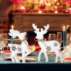 3Pcs Cute Christmas Tiered Tray Decor Indoor, Wooden Farmhouse Reindeer Chris…