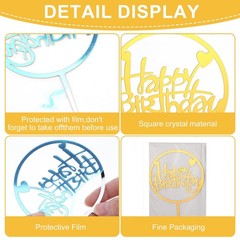100 PCS Gold Acrylic Happy Birthday Cake Toppers Glitter Double Sided Decor