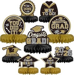 9PCS Graduation Party Decorations Class of 2025 Congrats Grad Table Black