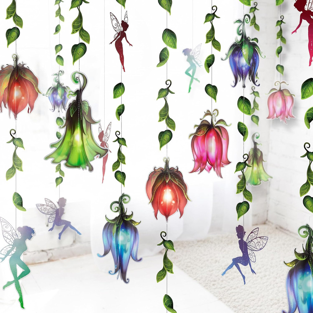 3D Wildflower Fairy Garlands – 16 Pcs Enchanted Garden Party Decorations